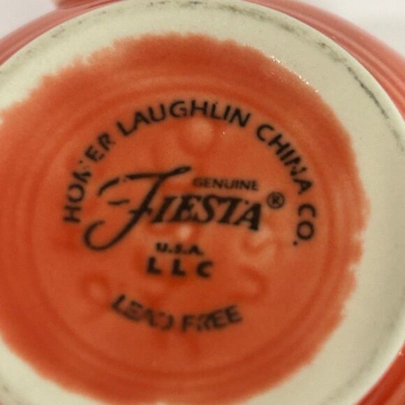 Homer Laughlin China Fiestaware Cups and Saucers Set of 4 Color Persimmon - Picture 7 of 12